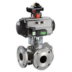 氣動(dòng)三通法蘭式球閥